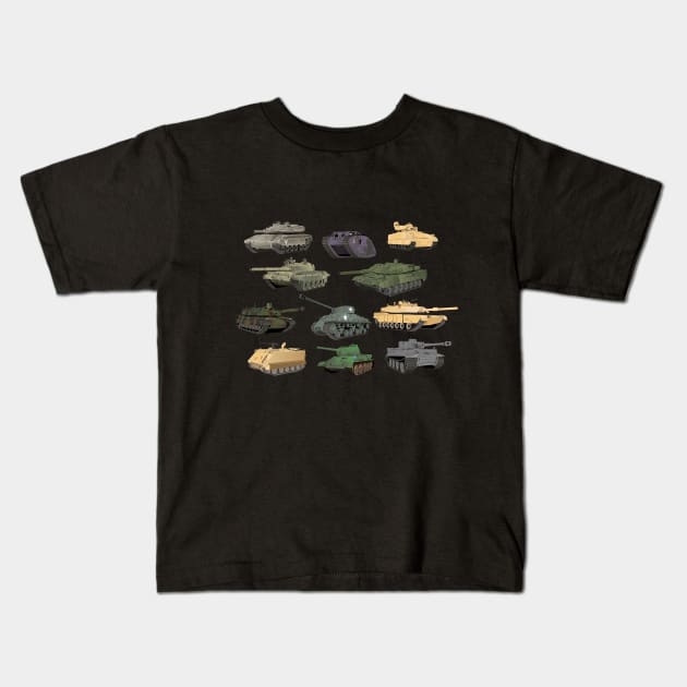 Multiple Battle Tanks Kids T-Shirt by NorseTech